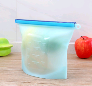 Silicone, fresh-keeping, sealed, storage bag; in or out of the refrigerator (Option: Blue-1000ml)