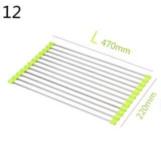 Folding Sink Draining Rack, Stainless Steel (Option: Green-12 L)