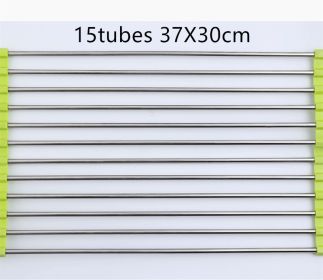 Folding Sink Draining Rack, Stainless Steel (Option: Green-15tubes 37X30cm)