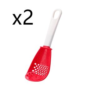 Multifunctional Slotted, Grinding, Cooking Spoon; Mash, Grate (Ginger & Garlic), Stir-frying Spatula (Option: Red 2pcs)