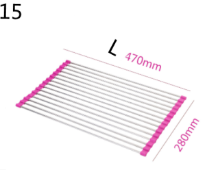 Folding Sink Draining Rack, Stainless Steel (Option: Pink-15 L)