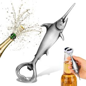 Swordfish Handle Metal Beer Bottle Opener, Kitchen Bar Accessory & Tool Beer Gift (Option: Dark Silver KPQ4202)