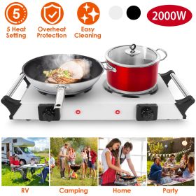 2000 Watt Electric, Portable, Desktop Dual Stove (Color: White)