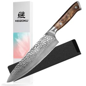 Damascus Chef Knife, Japanese Kitchen Knife With Full Tang G10 Handle, Professional Chef Knife For Kitchen with Sheath (Option: Chef knife)