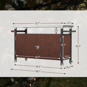 Outdoor Grill Cart With Stainless Steel Tabletop, Storage, Patio Kitchen Island With Wheels, Hooks, And Spice Rack, Waterproof Grill Table (Option: 58X18X34in)