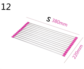 Folding Sink Draining Rack, Stainless Steel (Option: Pink-12 S)
