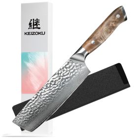 Damascus Chef Knife, Japanese Kitchen Knife With Full Tang G10 Handle, Professional Chef Knife For Kitchen with Sheath (Option: Nakiri Knife)