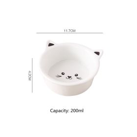 Small, Ceramic Cat Face Shaped Pet Food Bowl, Universal And Easy To Clean (Option: Black Pots)