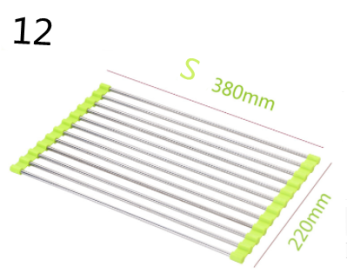 Folding Sink Draining Rack, Stainless Steel (Option: Green-12 S)
