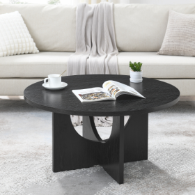 Modern Minimalist Coffee Table, Solid Wood, Nordic Style, Simple Design (Color: Black)