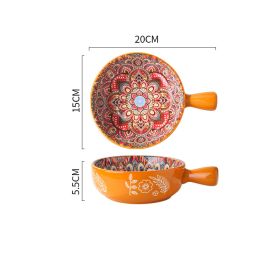 Glazed Serving Bowl - Salad or Dessert Bowl (Option: Red glazed handle bowl)