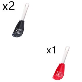 Multifunctional Slotted, Grinding, Cooking Spoon; Mash, Grate (Ginger & Garlic), Stir-frying Spatula (Option: 2pcs black and 1pcs red)