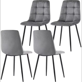 Set Of 4 Kitchen Dining Chairs (Color: Grey)