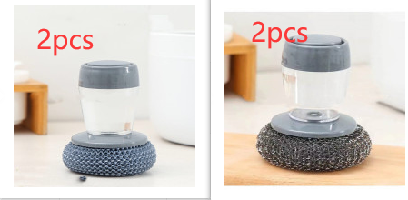 Kitchen Soap Dispensing Palm Brush Cleaner, Push-type Brush (Option: A and B 2set)