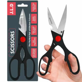 Heavy Duty, Multi-Purpose Kitchen Scissors, Food Scissors, Sharp Scissors With Nutcrackers, Bottle Opener, Vegetable Cutting Scissors, (Color: Black)