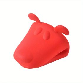 Oven Mitts, Food Grade High Temperature Resistant Silicone Hand Clip, Baking Gloves, Oven Gloves, Silicone Hippopotamus Heat Insulated Hand (Color: Red)