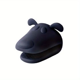 Oven Mitts, Food Grade High Temperature Resistant Silicone Hand Clip, Baking Gloves, Oven Gloves, Silicone Hippopotamus Heat Insulated Hand (Color: Black)