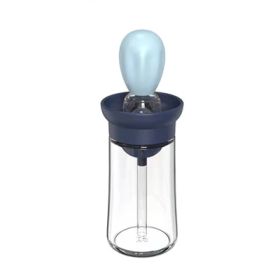 Kitchen Silicone Oil Bottle (Glass), Quantitative Extrusion Dispenser; Pastry, Steak, Oil Brushes, Baking, BBQ Tool (Color: Blue)