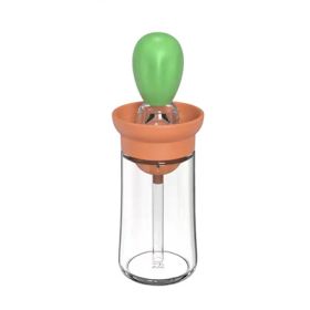 Kitchen Silicone Oil Bottle (Glass), Quantitative Extrusion Dispenser; Pastry, Steak, Oil Brushes, Baking, BBQ Tool (Color: Green)