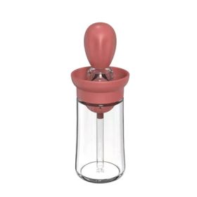 Kitchen Silicone Oil Bottle (Glass), Quantitative Extrusion Dispenser; Pastry, Steak, Oil Brushes, Baking, BBQ Tool (Color: Red)