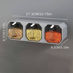 1pc Punch-free Wall-mounted Seasoning Box; Seasoning Jar; Kitchen Seasoning Storage Container; Seasoning Bottle; Spice Box Organizer (Color: Gray Three Grid)