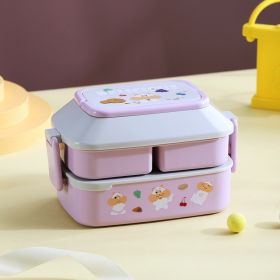 Lunch / Bento Box for School, Kids, Work, Portable, Microwavable Food Storage Container, Lunchbox (Color: Purple Grey S)