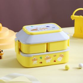 Lunch / Bento Box for School, Kids, Work, Portable, Microwavable Food Storage Container, Lunchbox (Color: Yellow Grey S)