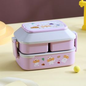 Lunch / Bento Box for School, Kids, Work, Portable, Microwavable Food Storage Container, Lunchbox (Color: Purple Grey L)