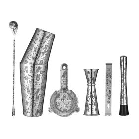 Stainless Steel 7 Piece Cocktail, Bar Set (Color: Hawaiian Imagery, Material: Stainless Steel)