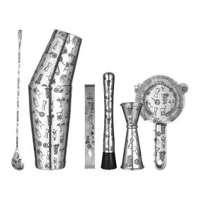 Stainless Steel 7 Piece Cocktail, Bar Set (Color: Cocktail Imagery, Material: Stainless Steel)