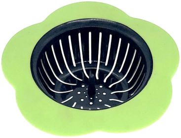 Flower Shaped Kitchen Sink Strainer, 4.5inch Diameter (Color: Green)