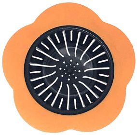 Flower Shaped Kitchen Sink Strainer, 4.5inch Diameter (Color: Orange)