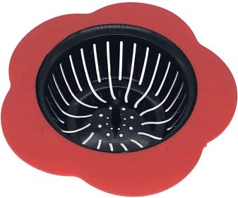 Flower Shaped Kitchen Sink Strainer, 4.5inch Diameter (Color: Red)