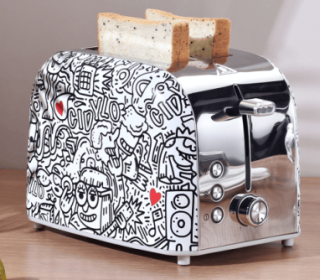 Zebra Print 2 Slice Toaster, Food Grade 6 Browning Levels 1.5-Inch Ultra-Wide Slot (PS625 Zebra text: PS625 Zebra text)