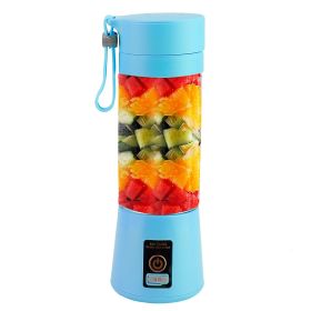 Portable Juicer Blender USB Rechargeable Juicer Cup, Baby Food Mixing Machine with 6 Blades Powerful Motor (Color: Blue)