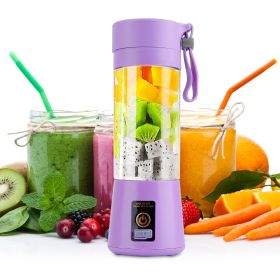Portable Juicer Blender USB Rechargeable Juicer Cup, Baby Food Mixing Machine with 6 Blades Powerful Motor (Color: Purple)