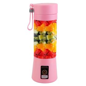 Portable Juicer Blender USB Rechargeable Juicer Cup, Baby Food Mixing Machine with 6 Blades Powerful Motor (Color: Pink)