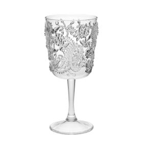 Paisley Acrylic Wine Glasses Set of 4 (13oz), BPA Free, Unbreakable (Color: as Pic)