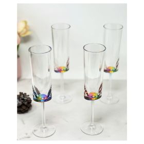 Oval Halo Acrylic Champagne Flutes Set of 4 (4oz), Unbreakable Mimosa Glasses (Color: as Pic)