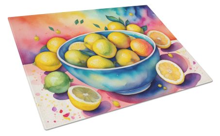 NEW Colorful Lemons Glass Cutting Board Decorative Tempered Glass Kitchen Cutting and Serving Board Large Size Chopping Board (Default: Default)