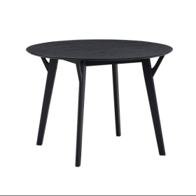 42.01 Inch Wooden Dining Table For 4 Persons, Modern Design, Round Kitchen Table,Black (Color: Black)