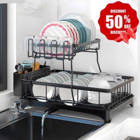 Kitchen Countertop Draining / Drying Rack (Color: Black)
