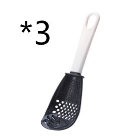 Multifunctional Slotted, Grinding, Cooking Spoon; Mash, Grate (Ginger & Garlic), Stir-frying Spatula (Option: Black 3pcs)