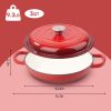 The enamel cast iron/Dutch oven soup pot features a circular shower-style lid design