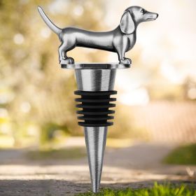 A Dachshund-shaped Red Wine, Champagne Stopper (Option: Dark Silver HJS1806)