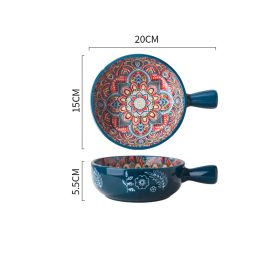 Glazed Serving Bowl - Salad or Dessert Bowl (Option: Blue glazed handle bowl)