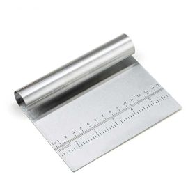Stainless Steel Pastry Spatula, Cutter with Scale Pizza Dough Scraper, Fondant Cake Decoration Tool (Color: Silver)