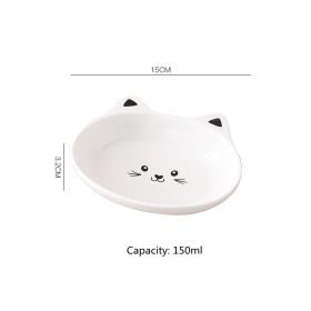Small, Ceramic Cat Face Shaped Pet Food Bowl, Universal And Easy To Clean (Option: Black bowl)