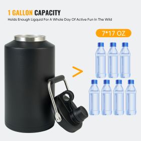 EXTRA LARGE CAPACITY: 128oz large-capacity insulated water container / jug (Option: Black-1pc)