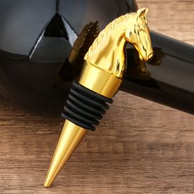 Luxury Horse Head Wine Bottle Stopper For Preserving Wine (Option: Golden HJS0409)